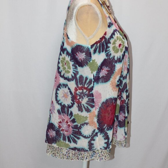 American Rag Abstract Floral Racer Back Tank Layered Top - Picture 4 of 15